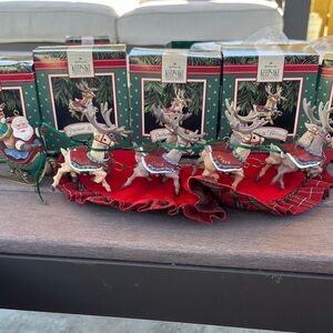 Vintage 1992 Hallmark KEEPSAKE Festive Reindeer Ornament Set